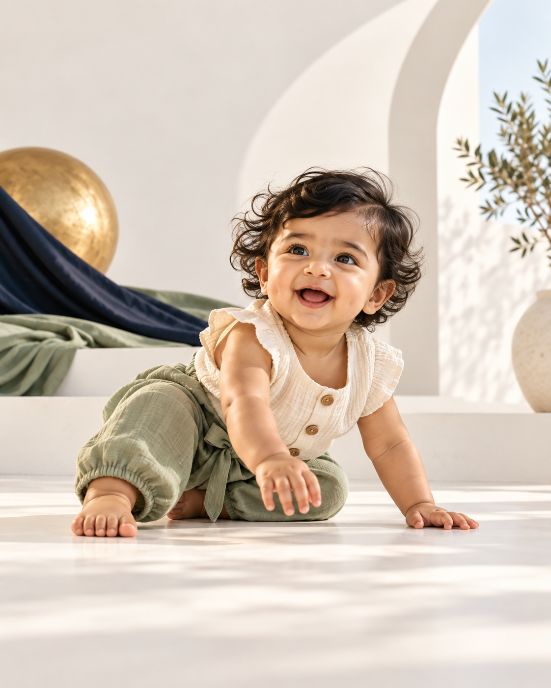 Baby wearing a soft neutral outfit — Gen Beta